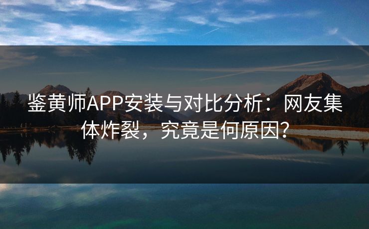 鉴黄师APP安装与对比分析：网友集体炸裂，究竟是何原因？