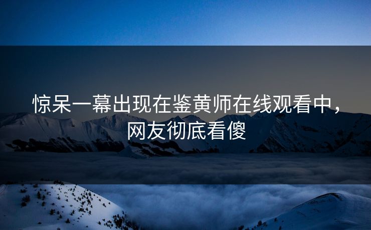 惊呆一幕出现在鉴黄师在线观看中，网友彻底看傻
