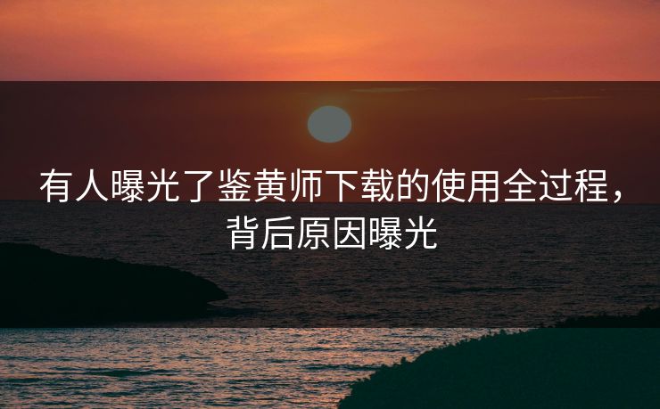 有人曝光了鉴黄师下载的使用全过程，背后原因曝光