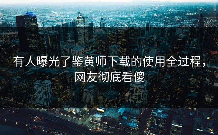 有人曝光了鉴黄师下载的使用全过程，网友彻底看傻