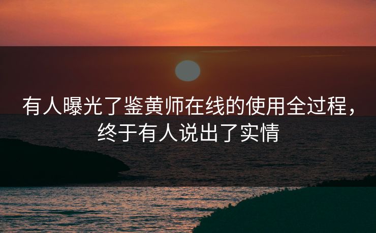 有人曝光了鉴黄师在线的使用全过程，终于有人说出了实情
