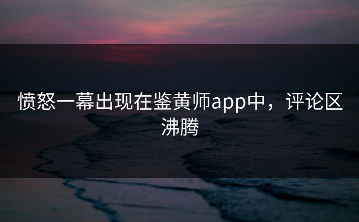 愤怒一幕出现在鉴黄师app中，评论区沸腾