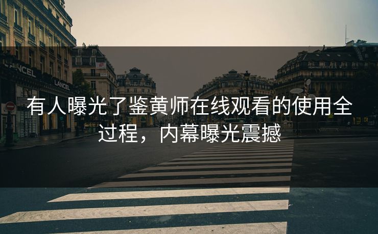 有人曝光了鉴黄师在线观看的使用全过程，内幕曝光震撼