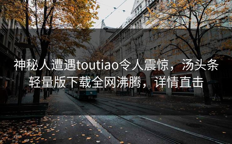 神秘人遭遇toutiao令人震惊，汤头条轻量版下载全网沸腾，详情直击