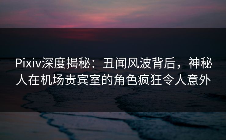 Pixiv深度揭秘：丑闻风波背后，神秘人在机场贵宾室的角色疯狂令人意外
