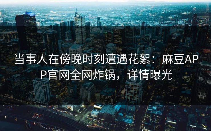 当事人在傍晚时刻遭遇花絮：麻豆APP官网全网炸锅，详情曝光
