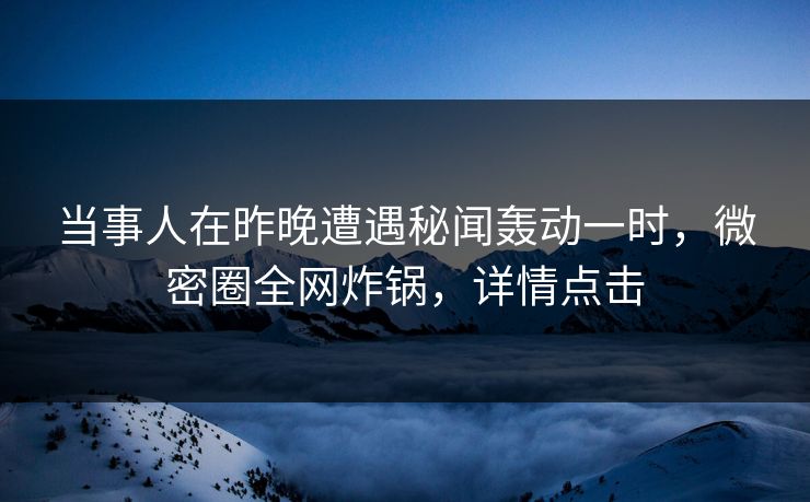 当事人在昨晚遭遇秘闻轰动一时，微密圈全网炸锅，详情点击