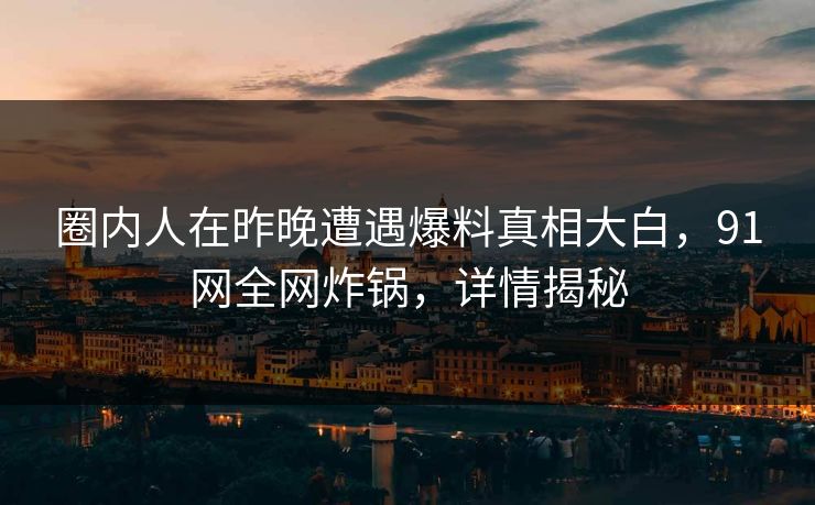 圈内人在昨晚遭遇爆料真相大白，91网全网炸锅，详情揭秘