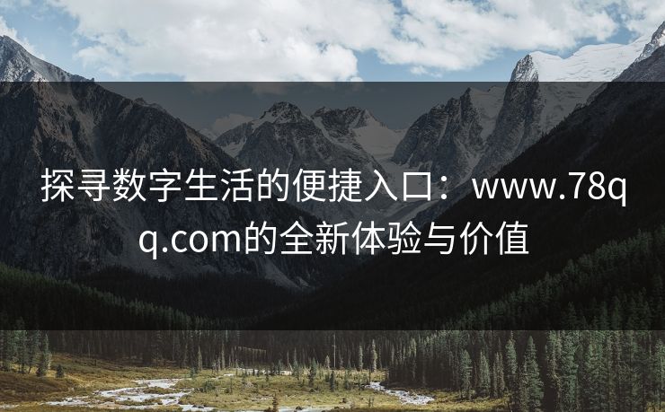 探寻数字生活的便捷入口：www.78qq.com的全新体验与价值