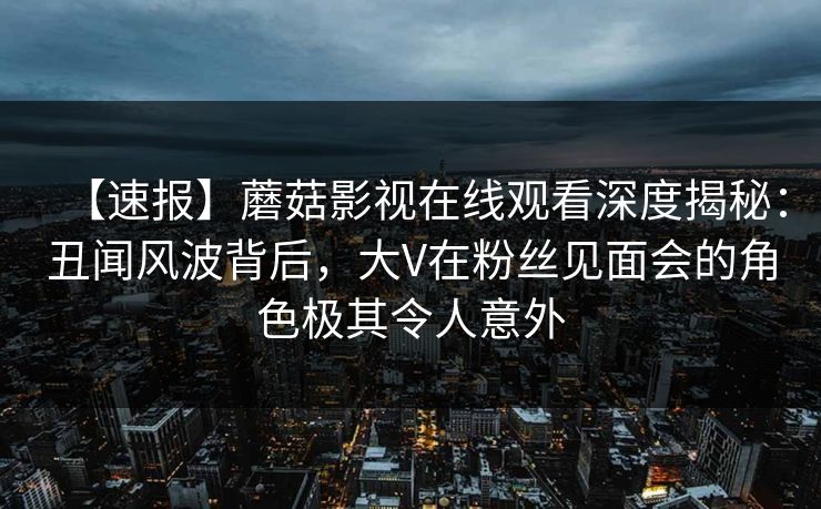【速报】蘑菇影视在线观看深度揭秘：丑闻风波背后，大V在粉丝见面会的角色极其令人意外