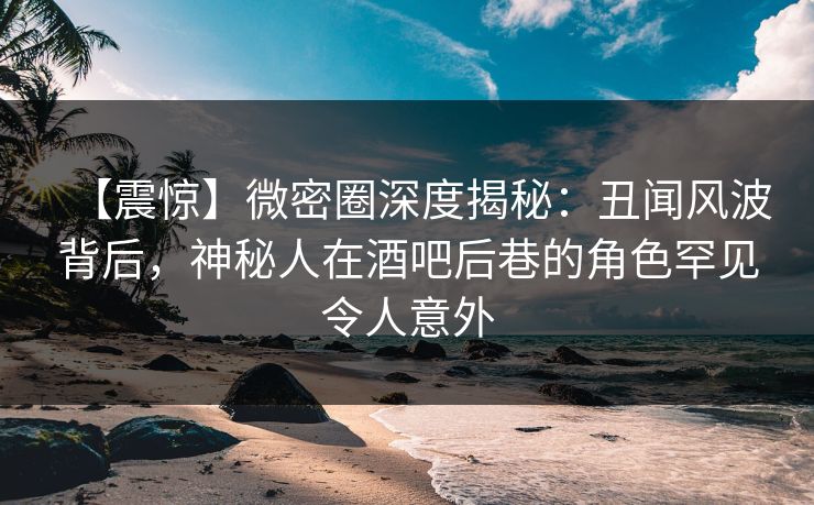 【震惊】微密圈深度揭秘：丑闻风波背后，神秘人在酒吧后巷的角色罕见令人意外