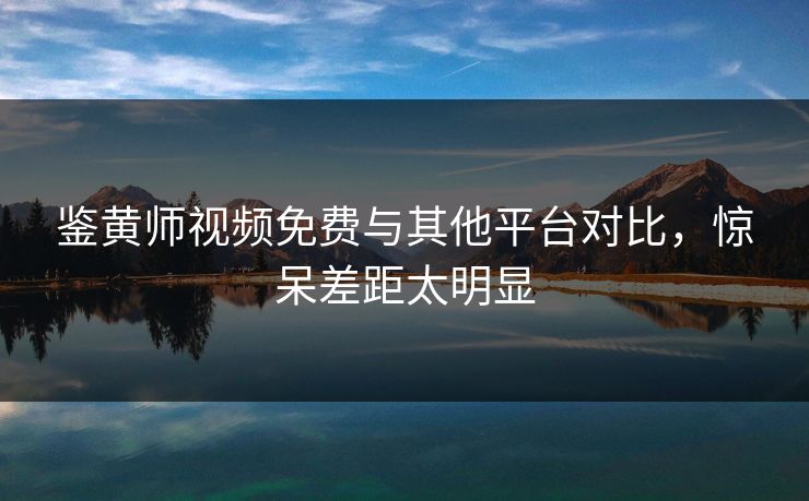 鉴黄师视频免费与其他平台对比，惊呆差距太明显
