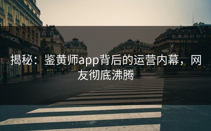 揭秘：鉴黄师app背后的运营内幕，网友彻底沸腾