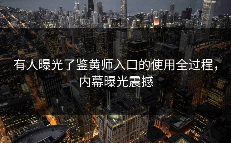 有人曝光了鉴黄师入口的使用全过程，内幕曝光震撼