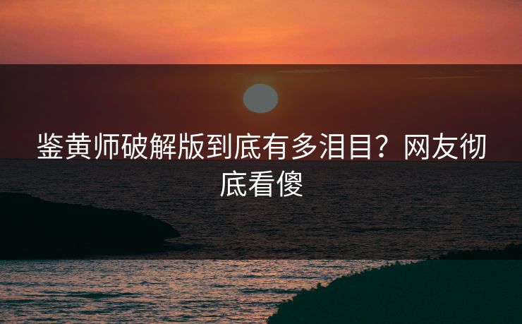 鉴黄师破解版到底有多泪目？网友彻底看傻