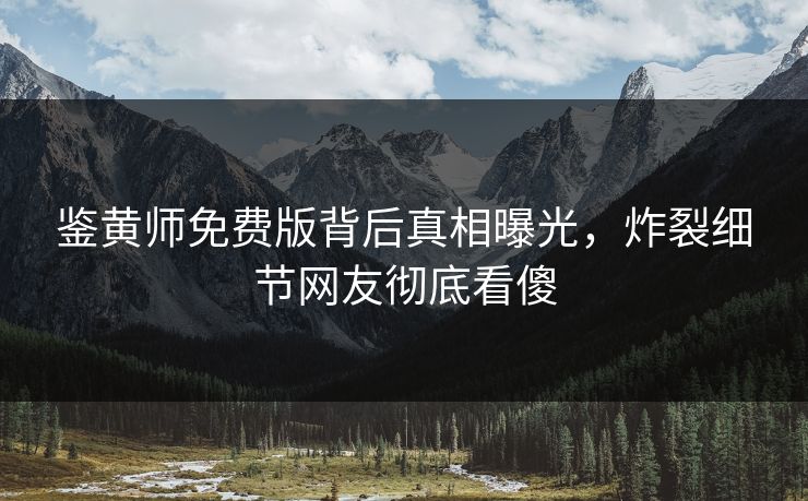 鉴黄师免费版背后真相曝光，炸裂细节网友彻底看傻