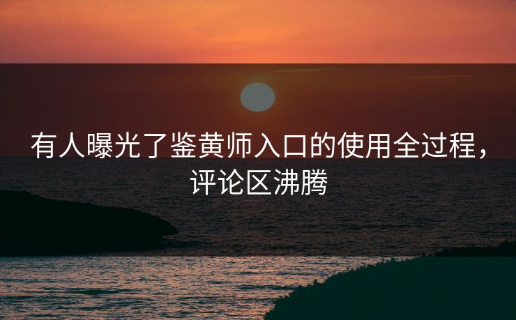 有人曝光了鉴黄师入口的使用全过程，评论区沸腾