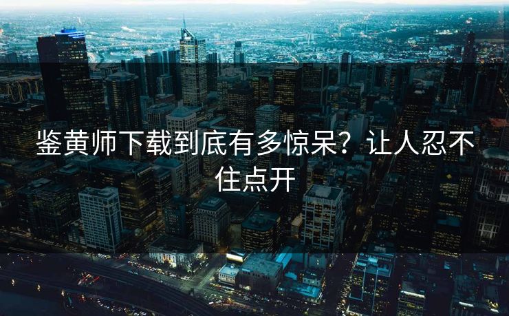 鉴黄师下载到底有多惊呆？让人忍不住点开
