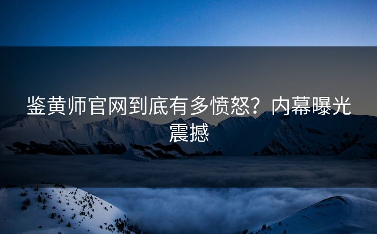 鉴黄师官网到底有多愤怒？内幕曝光震撼