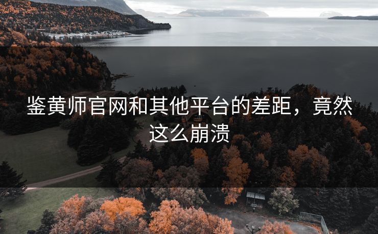 鉴黄师官网和其他平台的差距，竟然这么崩溃