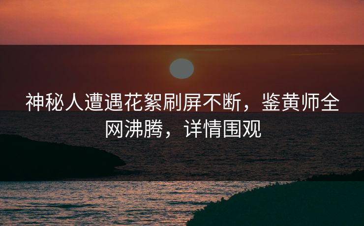 神秘人遭遇花絮刷屏不断，鉴黄师全网沸腾，详情围观