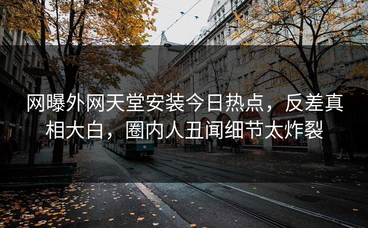 网曝外网天堂安装今日热点，反差真相大白，圈内人丑闻细节太炸裂