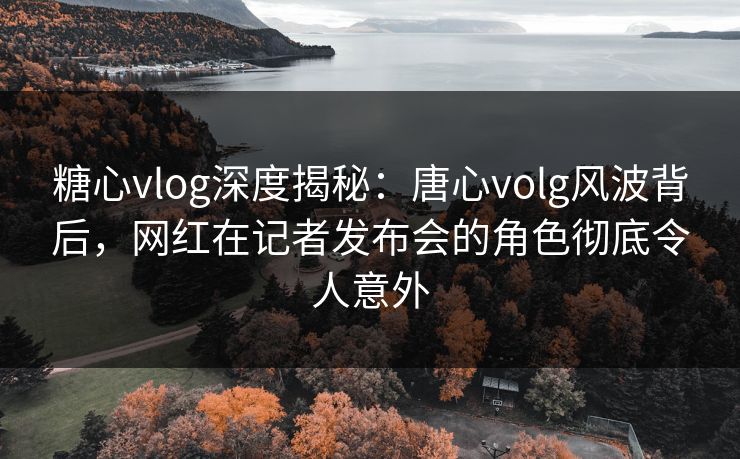 糖心vlog深度揭秘:唐心volg风波背后,网红在记者发布会的角色彻底令人意外 糖心vlog深度揭秘:唐心volg风波背后,网红在记者发布会的角色彻底令人意外
